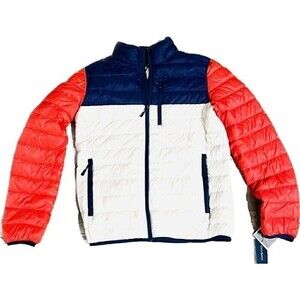 New CLUB ROOM Men's Quilted Packable Puffer Jacket, COLOR BLOCK
BLUE OFF WHITE S